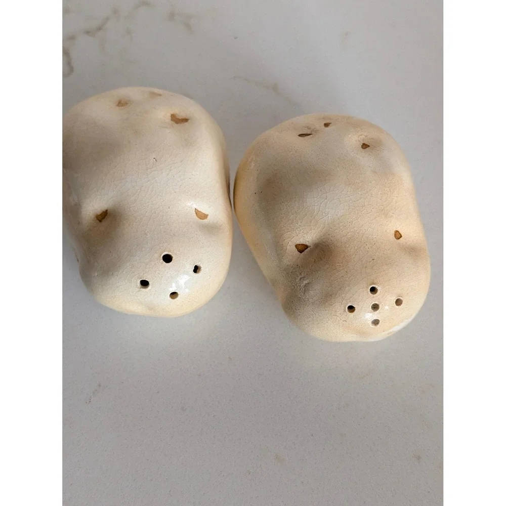 Vintage Ceramic Potato Salt and Pepper Shakers Set Japan Mid Century Kitsch